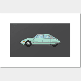 Citroen DS Green Illustration Posters and Art